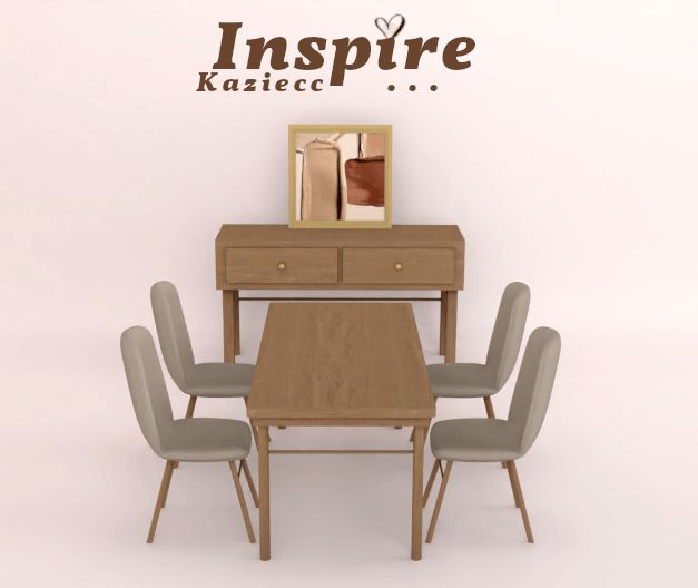 there is a dining table and six chairs in the room with an inspire sign above it