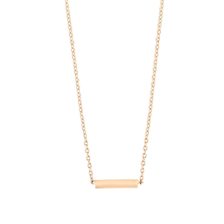 18 carat rose gold necklace, 43 cm motif size : 8 mm Minimalist 14k Yellow Gold Bar Necklace, Minimalist Yellow Gold Bar Necklace For Formal Occasions, Gold Minimalist Bar Necklace For Formal Occasions, Minimalist Yellow Gold Jewelry With Simple Design, Minimalist Bar Necklace With Delicate Chain, Classic Everyday 14k Gold Bar Necklace, Minimalist Simple Yellow Gold Jewelry, Minimalist Bar Necklace With Delicate Chain For Formal Occasions, Minimalist 14k Gold Bar Necklace For Everyday