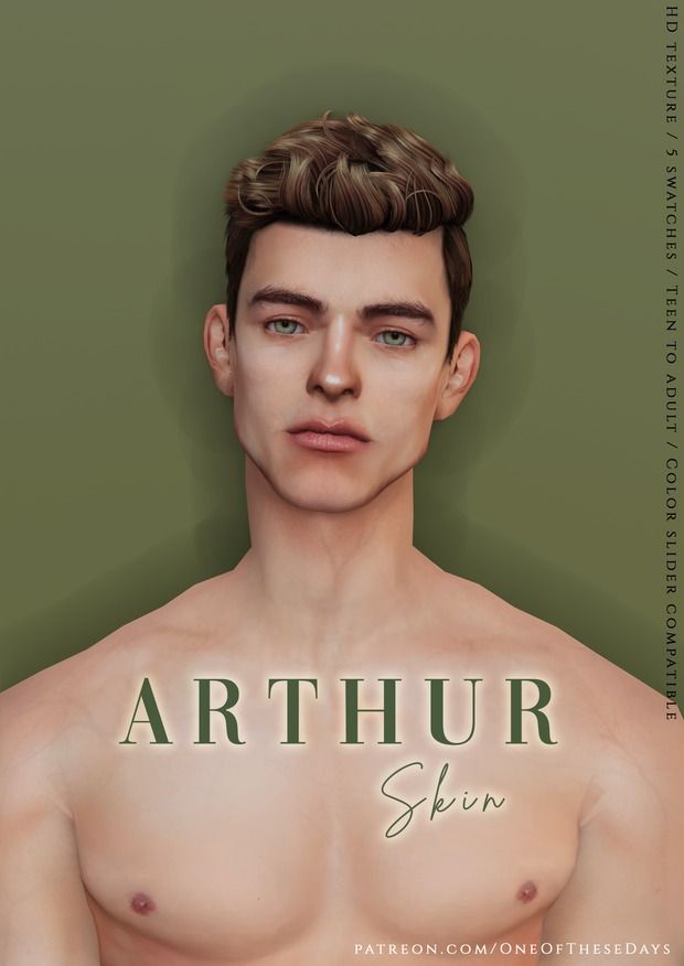 an image of a man with no shirt on and the words arthrur skin