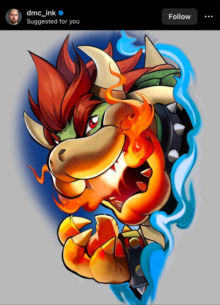 an image of a cartoon character with fire coming out of his mouth