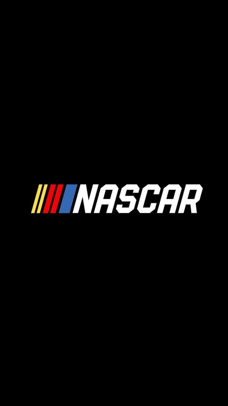 the nascar logo is shown in black and white with red, yellow, and blue stripes