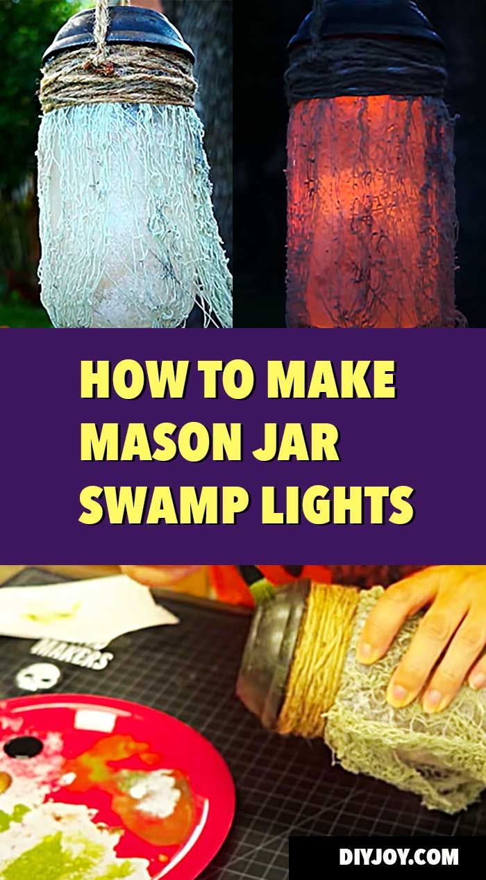 how to make mason jar swamp lights with text overlay that reads, how to make mason jar swamp lights