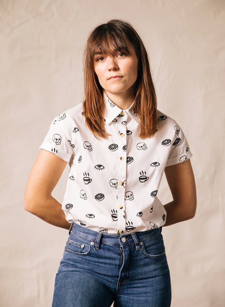 Morning Glory Donuts & Coffee Vintage Button-Up Shirt – Pyknic Sew Blouse, Sew Button, Hipster Food, Donut Shirt, Food Shirt, Hawaiian Tiki, Wardrobe Wishlist, Coffee Shirts, Fleece Sweater