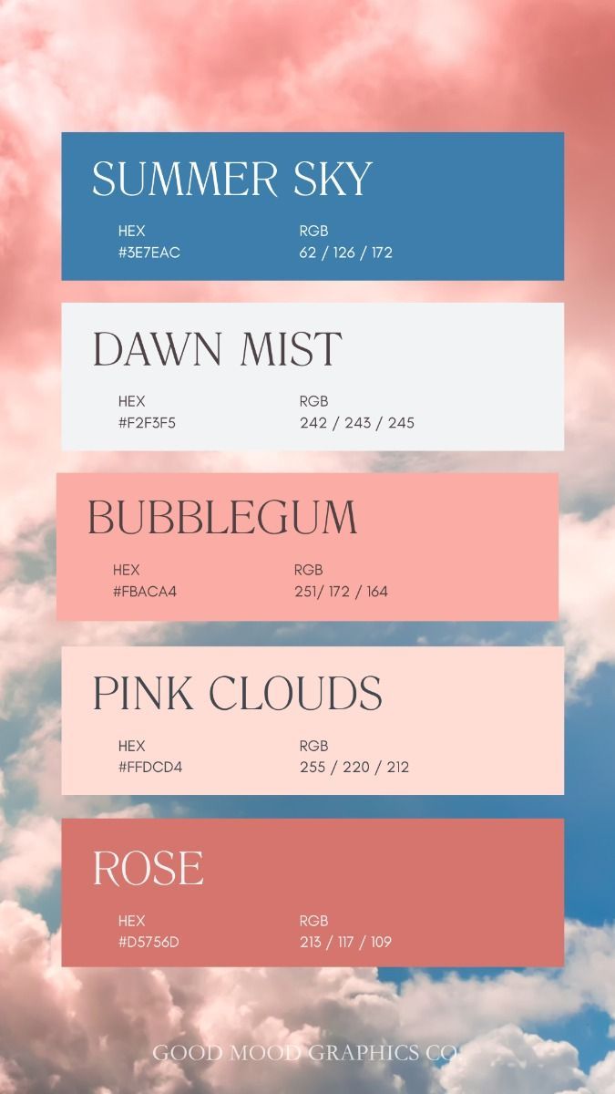 the sky is filled with pink clouds and blue skies, as well as some type of font