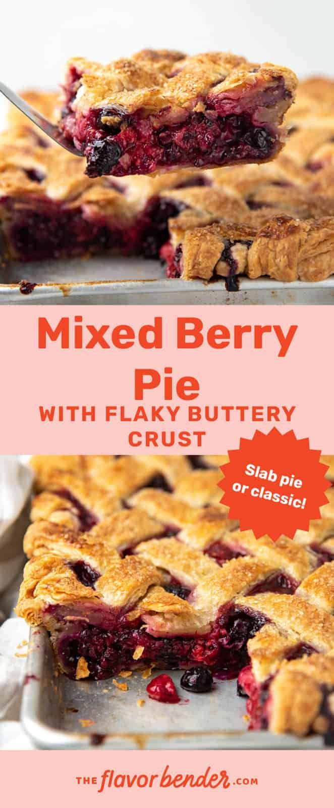 mixed berry pie with flaky butter crust