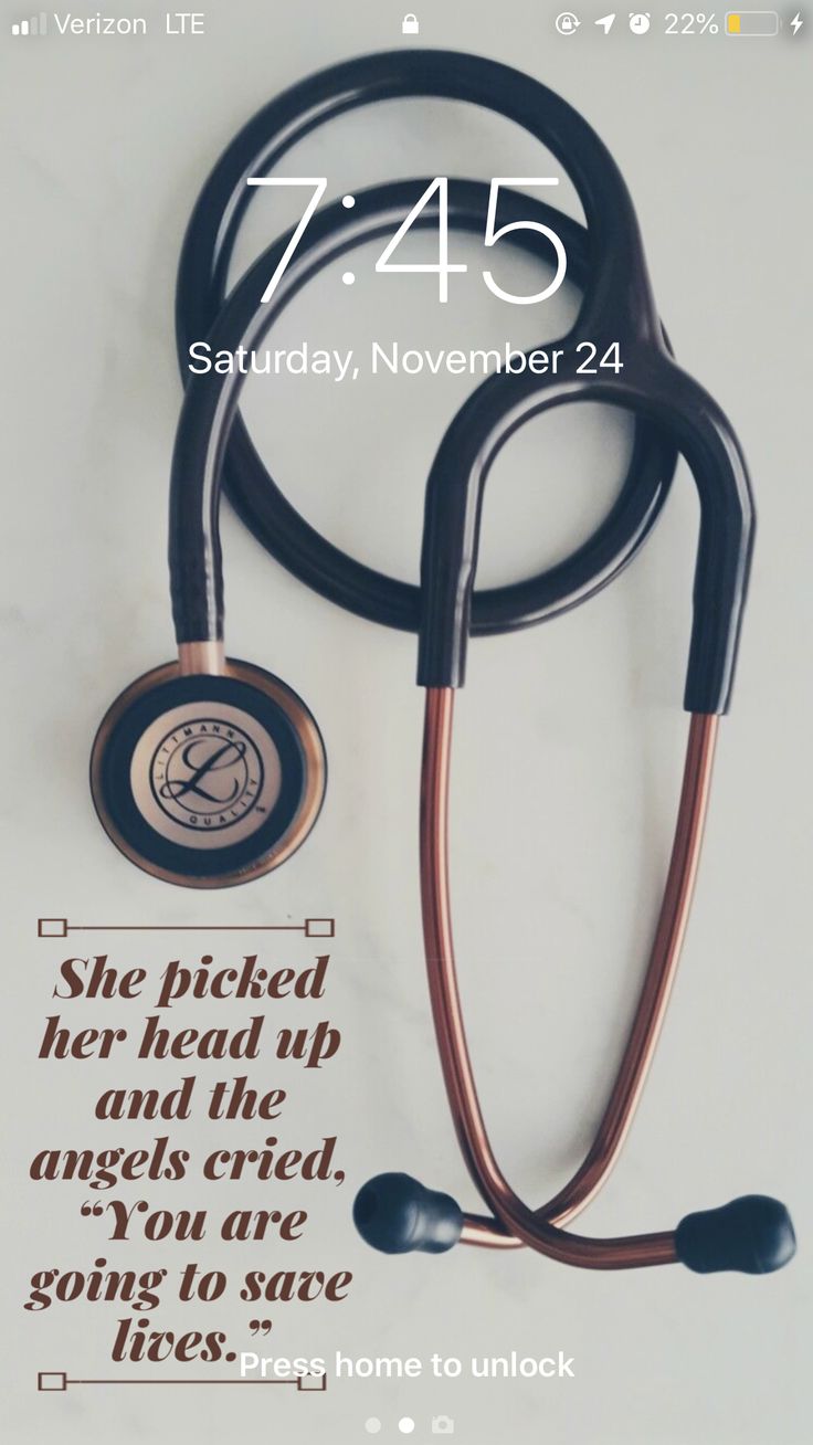 a stethoscope with the words 7 45 on it and an image of a doctor's stethoscope