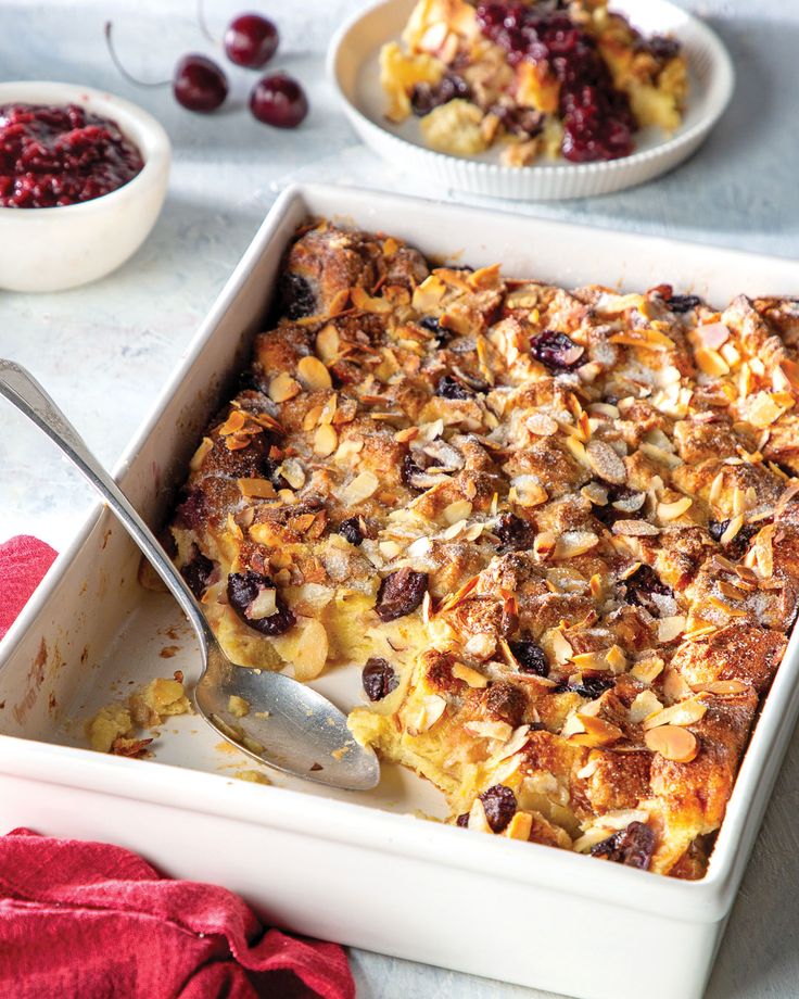 a casserole dish with fruit and nuts in it, ready to be eaten