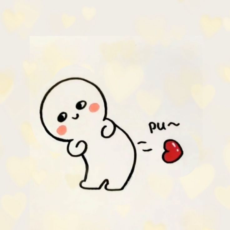 a drawing of a ghost with a heart on it's chest and the words pur written in red