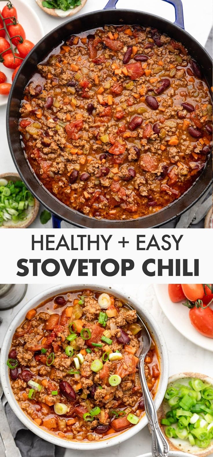 healthy and easy stovetop chili recipe that is ready to be eaten in the oven