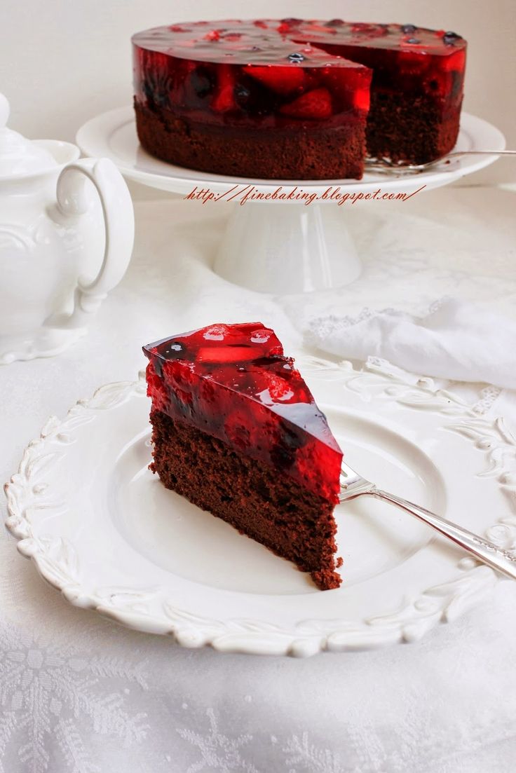 a slice of chocolate cake on a white plate