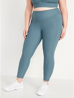 Power up in our PowerSoft leggings -- light compression fabric meets a ridiculously smooth, peachy-soft feel Elasticized high-rise waistband.  On-seam diagonal hip pockets that fit your phone.  Breathable, lightweight compression interlock fabric hol Compression Fabric, Waist Jeans, Petite Size, High Waist Jeans, Women's Leggings, Rib Knit, Old Navy, High Waist, High Rise