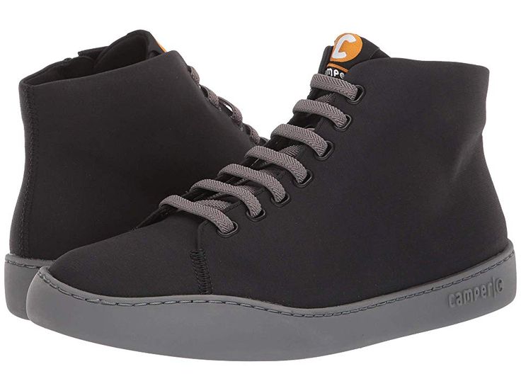 Camper Peu Touring - K300270 - Men's Shoes : Black : Bust a move in the Camper Peu Touring sneakers. Made of synthetic upper and include a lightweight EVA outsole. Elastic laces and side zip for easy wear. Recycled textile and synthetic linings. Imported. Measurements: Heel Height: 1 in Weight: 10 oz Circumference: 10 in Shaft: 4 1 2 in Platform Height: 3 4 in Product measurements were taken using size 45 (US Men's 12), width D - Medium. Please note that measurements may vary by size. Weight of Modern Lace-up Walking Shoes For Streetwear, Modern High-top Sneakers With Elastic Laces For Streetwear, Urban Lace-up High-top Sneakers With Rubber Sole, High-top Sneakers With Elastic Laces And White Sole, High-top Leather Sneakers With Elastic Laces, Leather High-top Sneakers With Elastic Laces For Streetwear, Mid-top High-top Sneakers With Elastic Laces, Sporty High-top Sneakers With Elastic Laces, Urban Textile Sneakers With Laces