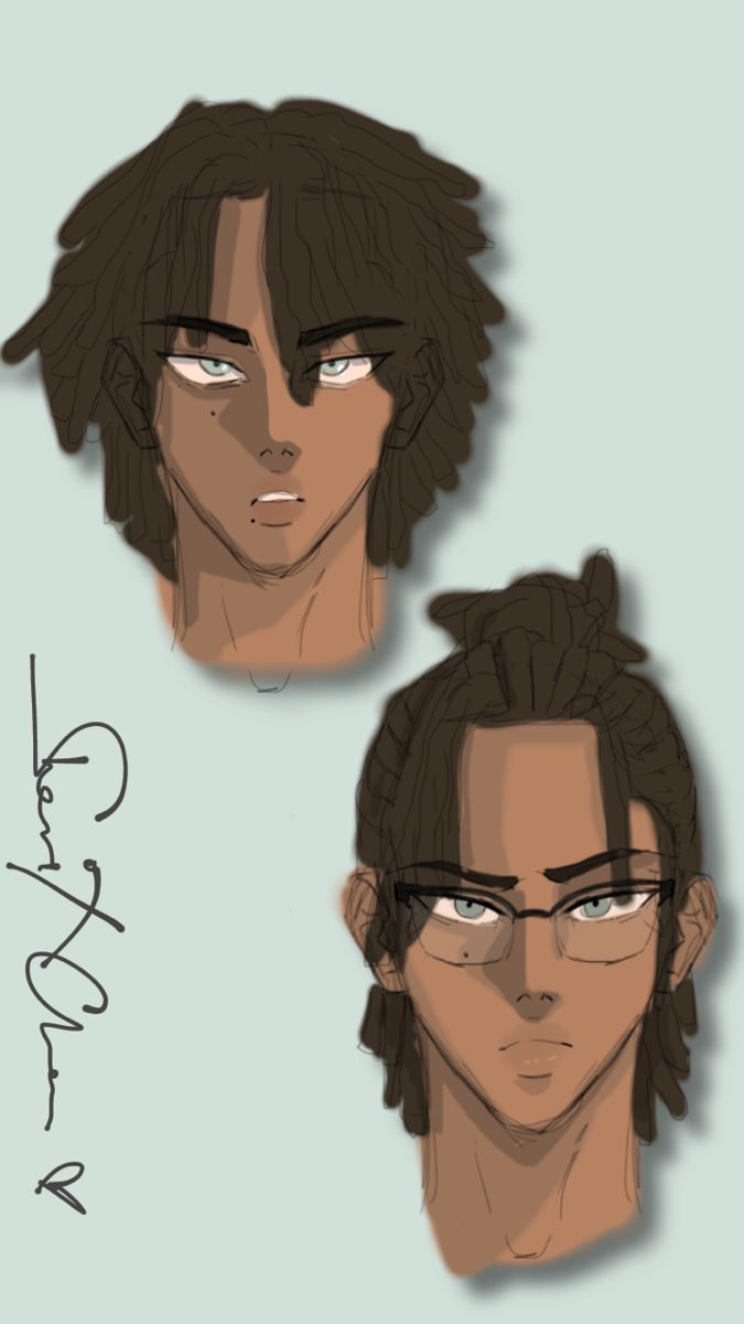 three different angles of the same person's head with glasses and hair in front of them