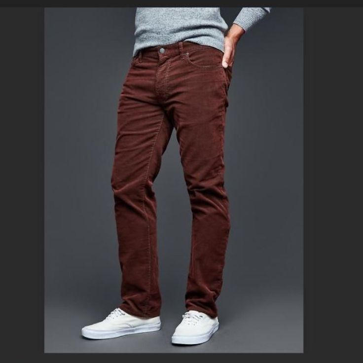 Questions? Leave A Comment Below! Groomsmen Jeans Burgundy, Burgundy Pants Men, Corduroy Pants Men, Burgundy Pants, Gap Men, Tan Pants, Corduroy Jeans, Burgundy Wine, Red Burgundy