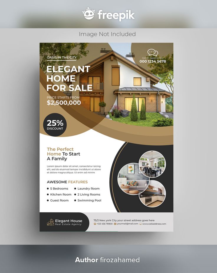 a real estate flyer is shown with an image of a house on the front and back