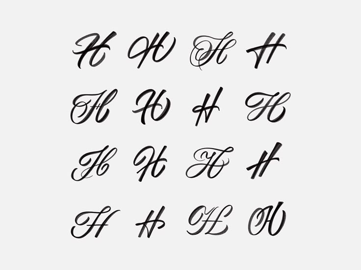 the different types of cursive writing are shown in black ink on a white background