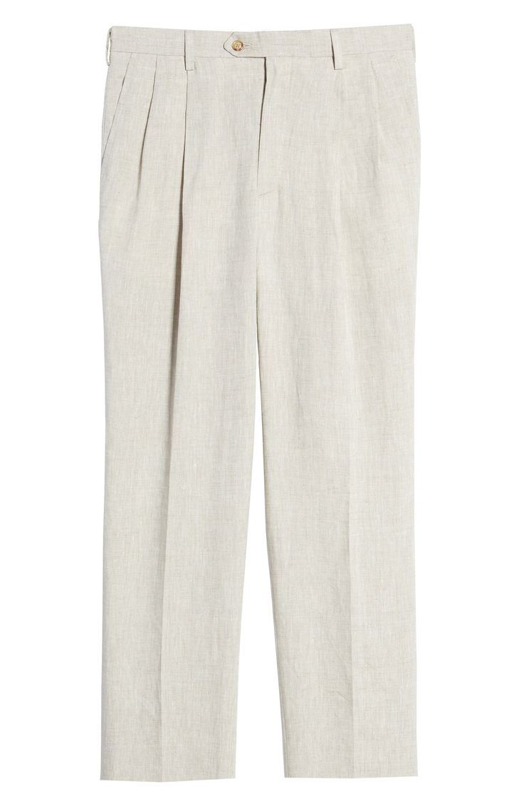 A tailored fit in summer-friendly linen puts these pants in the must-have category. Style Name:Berle Pleat Front Linen Pants. Style Number: 6033020. Available in stores. Spring Linen Business Casual Pants, Linen Tapered Leg Pants For Business Casual, Business Casual Linen Trousers, Linen Dress Pants With Pockets, Ankle-length, Ankle-length Linen Dress Pants With Pockets, Linen Ankle-length Dress Pants With Pockets, Business Casual Linen Straight Pants, Straight Linen Pants For Business Casual, Linen Dress Pants With Welt Pockets, Ankle-length