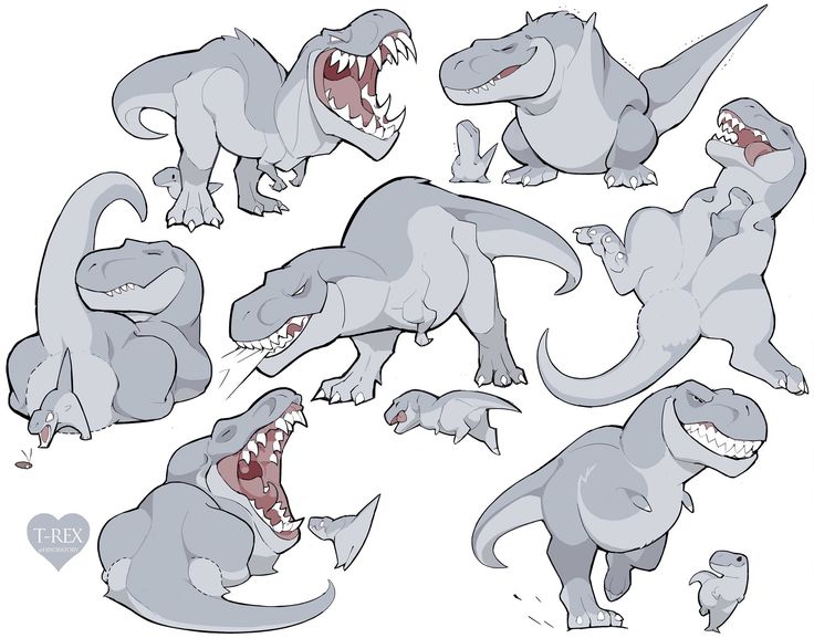 an image of various dinosaurs with mouths open