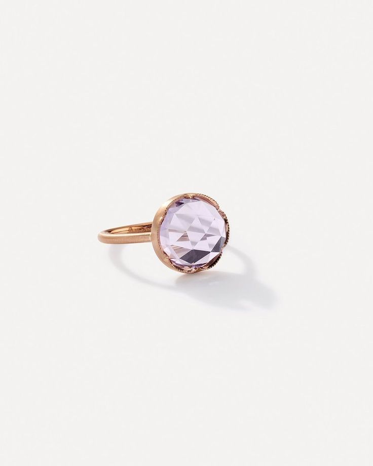 Medium Classic Ring 18K Gold – Irene Neuwirth Elegant Round Ring With Fluted Bezel, Elegant Rings With Fluted Bezel, Elegant Pink Gold Ring With Bezel Setting, Elegant Pink Gold Rings With Bezel Setting, Rose Gold Faceted Fine Jewelry Rings, Elegant Faceted Rose Gold Rings, Pastel Mint, Beauty Natural, Irene Neuwirth