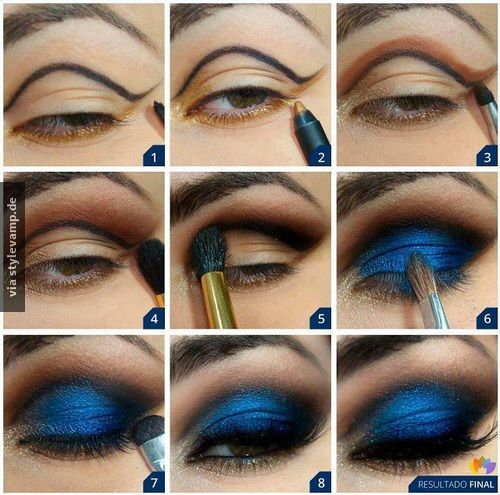 Intensiv blaues Make-Up Tutorial Extreme Make-up, Seductive Eyes, Drag Make-up, Smink Inspiration, Eye Makeup Steps, Beauty Make-up, Makeup Step By Step, Makijaż Smokey Eye, Makeup Tricks