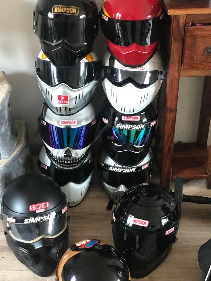 Part of a large helmet collection . Simpson Helmets, Helmet Concept, Car Bike, Bike, Cars, Quick Saves