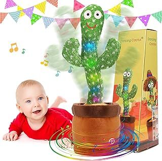 a baby laying on the ground next to a potted plant and an image of a cactus