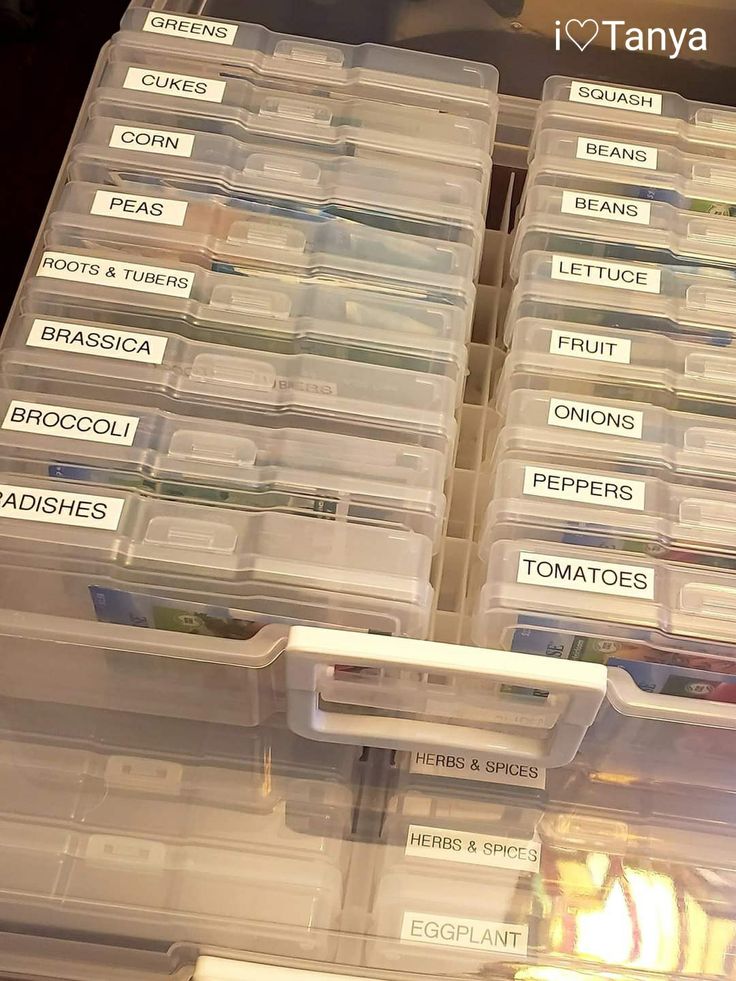 several plastic containers with labels on them