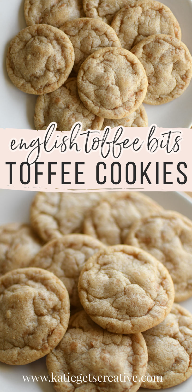 english muffins toffe cookies on a white plate with the words english muffins toffe cookies