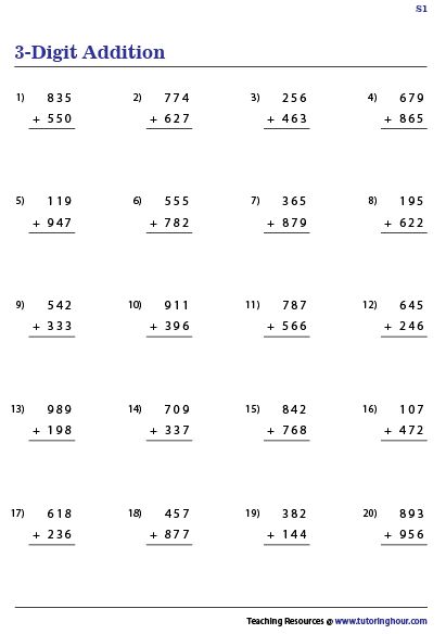 two digit addition worksheet with numbers to 10 and 11 on the same page