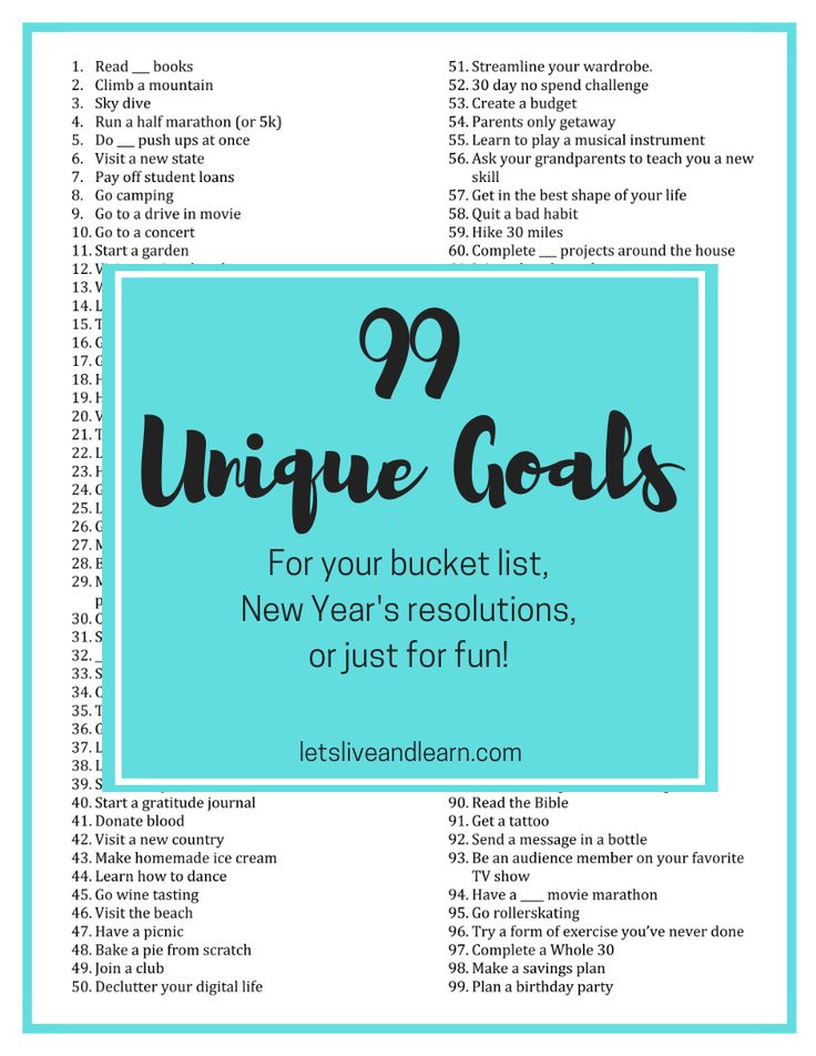 the ultimate guide to unique goals for your new year's resolutions or just for fun