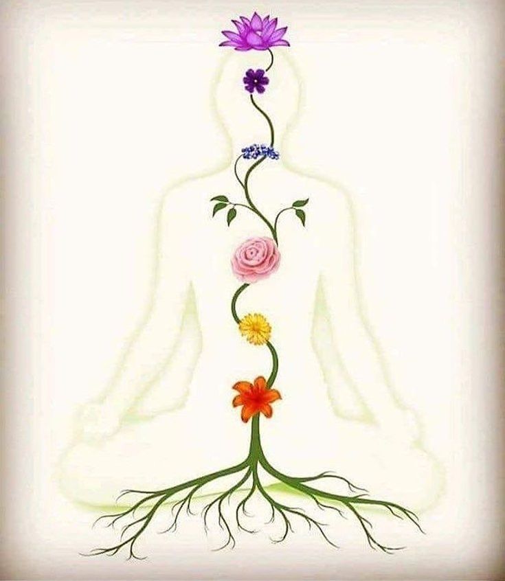 a person sitting in the middle of a yoga pose with flowers growing out of it