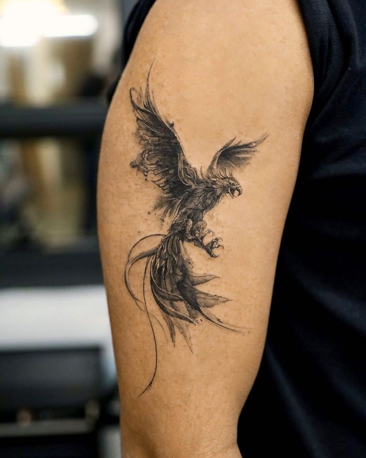 Transgender Tattoo Ideas, Flying Phoenix Tattoo, Mandalorian Tattoo, Phoenix Tattoo Men, Phoenix Tattoo Ideas, Rebirth Tattoo, Phoenix Tattoo For Men, Phoenix Tattoos, Dragon Tattoos For Men