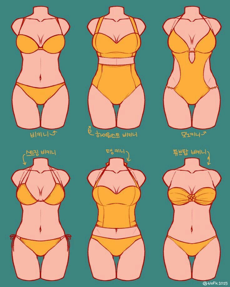 how to draw a woman's body in four different ways, including bras and panties