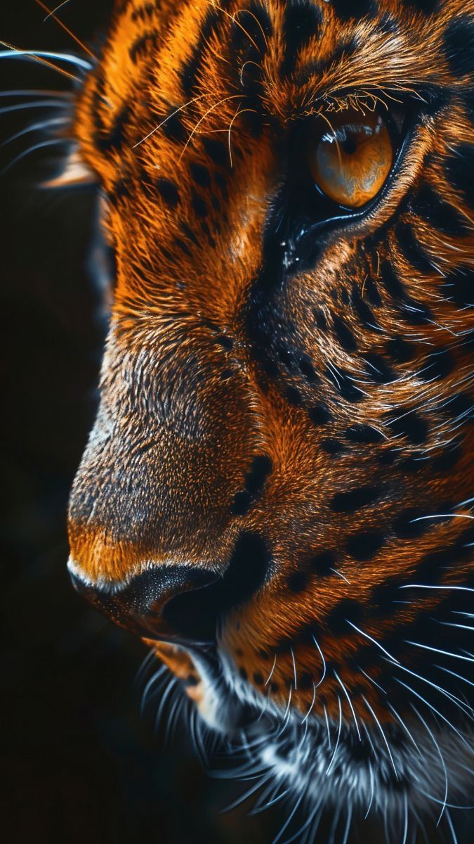 a close up shot of a tiger's face