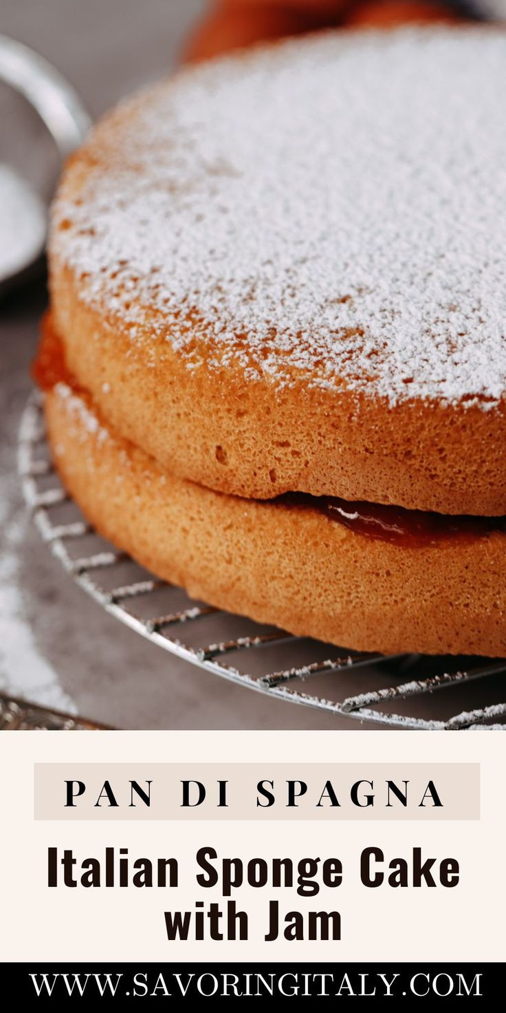 an italian sponge cake on a cooling rack with the words pan di spagana above it