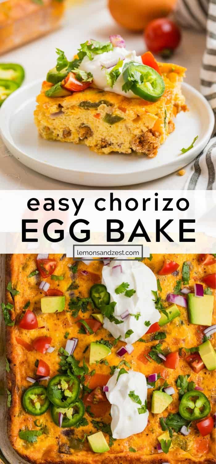 an egg bake with vegetables and sour cream on top is shown in this collage