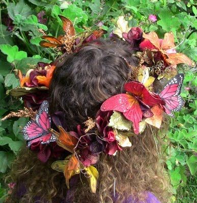 Butterflies wreath by Conversations with the Muses: Where Bloggers Create... or my little shop of bliss Faerie Costume, Butterfly Headpiece, The Muses, Butterflies Wreath, Fairy Festival, Fairy Crown, Fest Outfits, Hair Wreath, Woodland Fairy