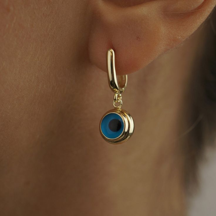 14K Solid Gold Evil Eye Earrings, Blue Beaded Evil Eye Earring, Chic Dangling Gold Earring, Elegant Dangle Earring, Dainty Gift for Her You are looking at a beautiful HAND MADE 14k gold earrings. - With our 30 years of experience in the gold and jewelry industry, it is a great source of pleasure for us to produce useful jewelry that you can wear with pleasure. - Every woman is special. And all women are more precious to us than any jewel. I wish you a pleasant shopping experience. - Thank you fo Blue Dangle Hoop Earrings, Blue Dangle Hoop Earrings For Gift, Blue Dangle Hoop Earrings As Gift, Blue Hoop Earrings For Gift, Blue Dangle Hoop Earrings Hypoallergenic, Blue Evil Eye Dangle Jewelry, Blue Round Evil Eye Earrings, Blue Evil Eye Dangle Earrings, Blue Teardrop Hypoallergenic Hoop Earrings