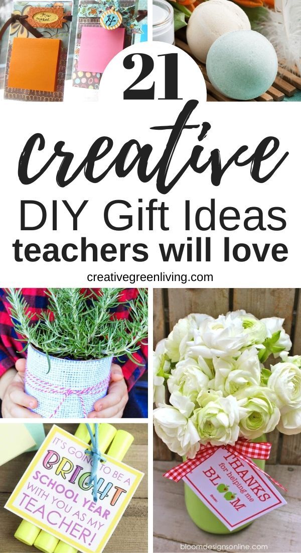 different pictures with the words creative diy gift ideas teachers will love on them and flowers in vases