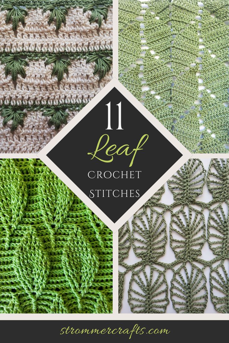 the 11 leaf crochet stitches pattern is shown