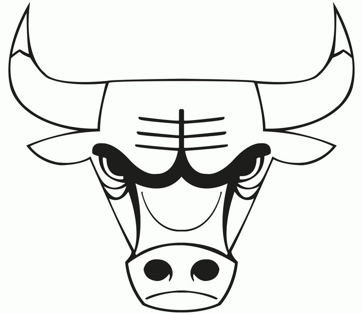 the head of a bull with horns on it's face is drawn in black and white