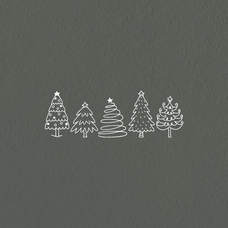 christmas trees are lined up against a gray background with the words merry written in white