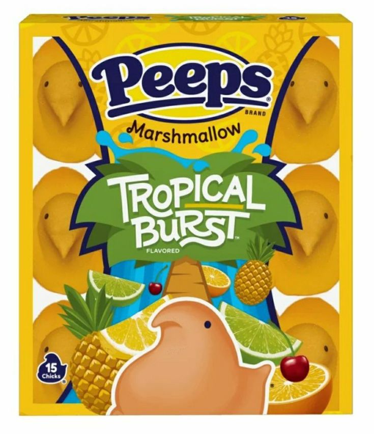 peeps marshmallow tropical burst gums, 25 count box pack by peeps