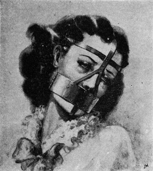 a film strip with an image of a woman's face and scissors in it