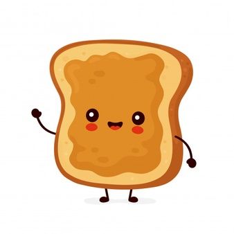 a toasted bread character with eyes and arms