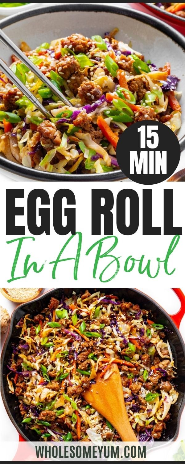 egg roll in a bowl with text overlay