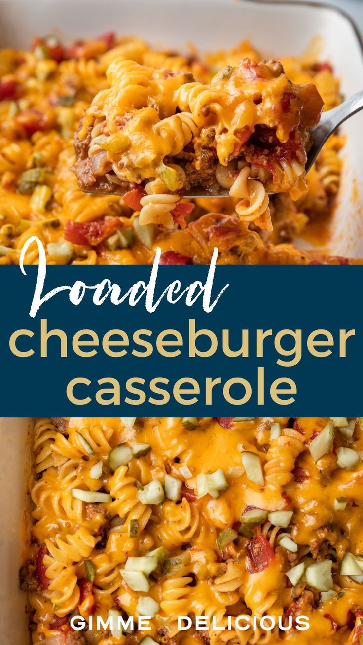 loaded cheeseburger casserole in a baking dish