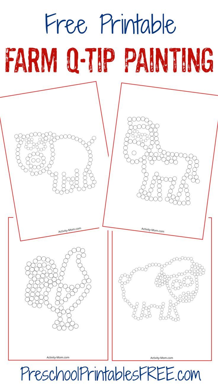 printable farm q tip painting for kids