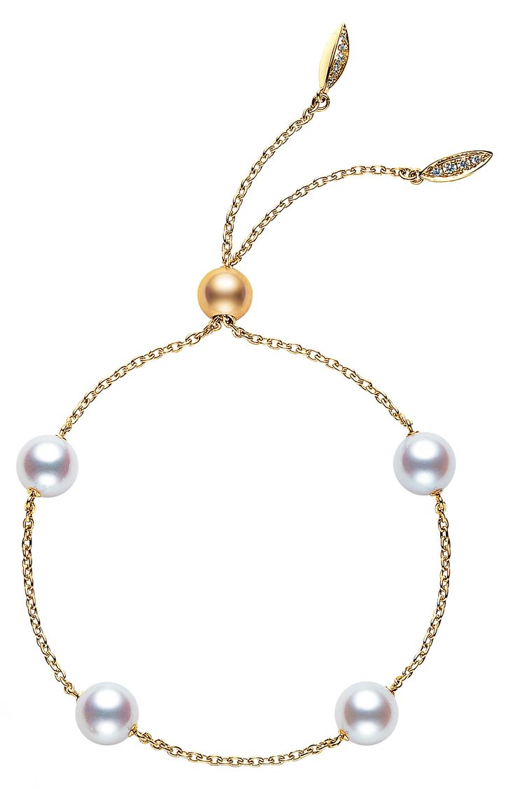 Delicate and refined, this handcrafted bracelet of 18-karat gold is strung with exquisite Akoya pearls. Style Name:Mikimoto Japan Collections Pearl Slide Bracelet. Style Number: 5853722. Available in stores. Luxury Pearl Bracelet With Charm, Luxury Pearl Drop Bracelet For Formal Occasions, Elegant Pearl Chain Beaded Bracelet For Formal Occasions, Timeless Formal Bracelet With Pearl Chain, Luxury Pearl Chain Bracelet For Formal Occasions, Timeless Formal Pearl Chain Bracelet, Luxury Pearl Drop Bracelets For Formal Occasions, Luxury Akoya Pearl Bracelet For Formal Occasions, Luxury Bracelets With Pearl Drop