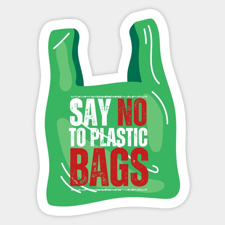 a green bag that says say no to plastic bags